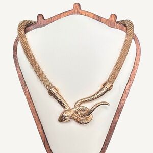 Gold Tone Snake Statement Choker Necklace